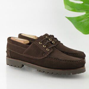 Aquatalia Mens Dex Loafer Size 9.5 Waterproof Brown Suede Moc Lace Up Lug Shoe
